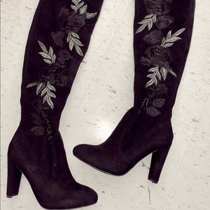 Thigh high suede boots